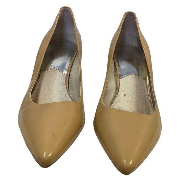 Michael Michael Kors US Size 10 Gold Nude Leather Pointy Toe Pumps 3.5" Heels - Picture 5 of 9